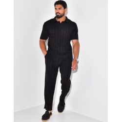 Ensemble pantalon et polo côtelé