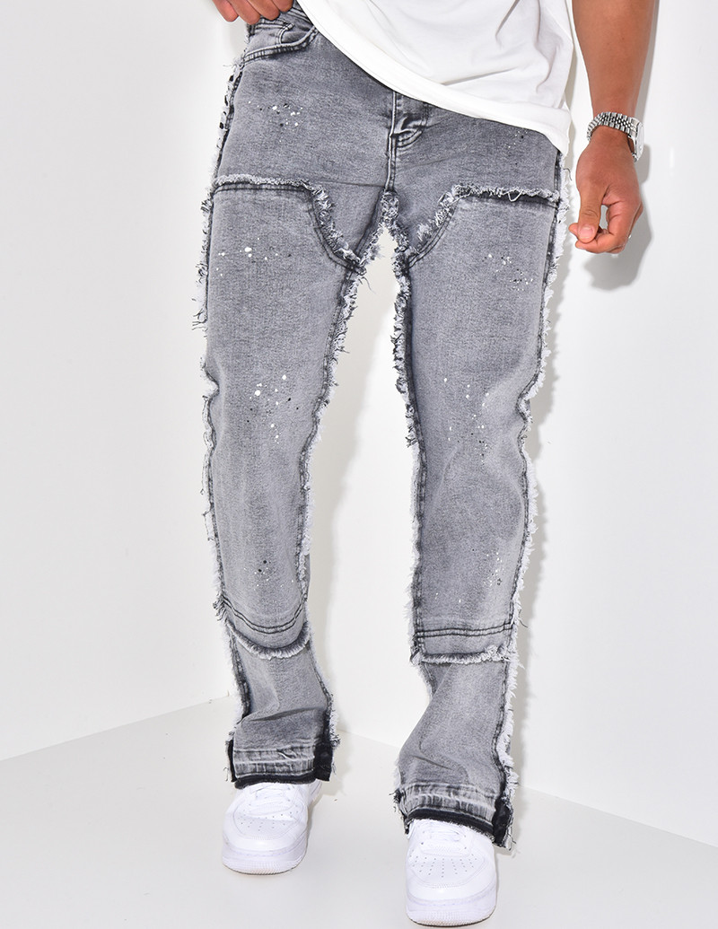 Jeans à tâches de peinture