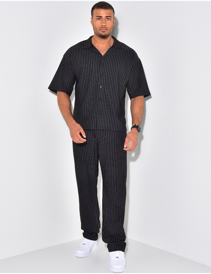 Ensemble pantalon et chemise à rayures