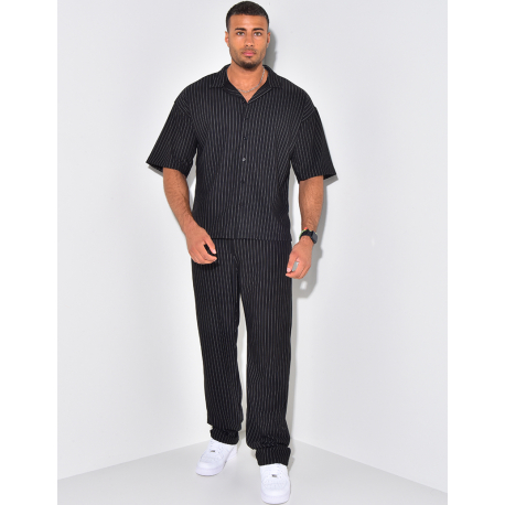 Ensemble pantalon et chemise à rayures