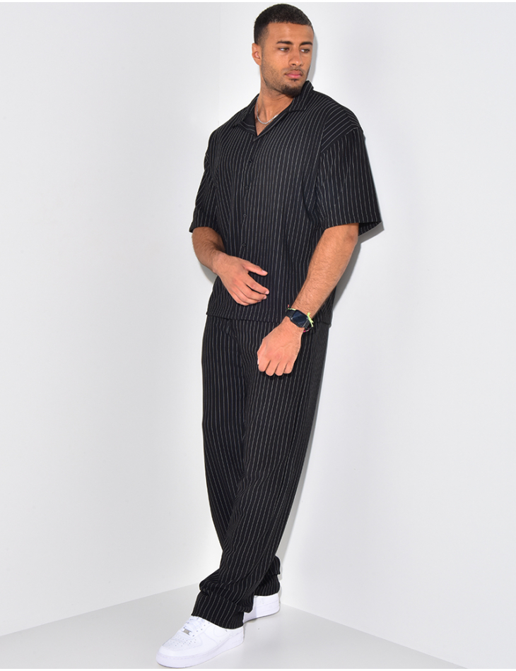 Ensemble pantalon et chemise à rayures