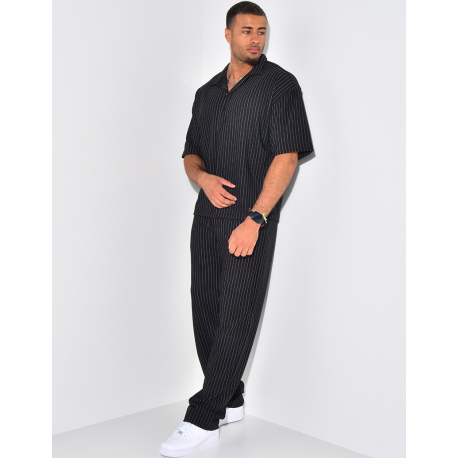Ensemble pantalon et chemise à rayures