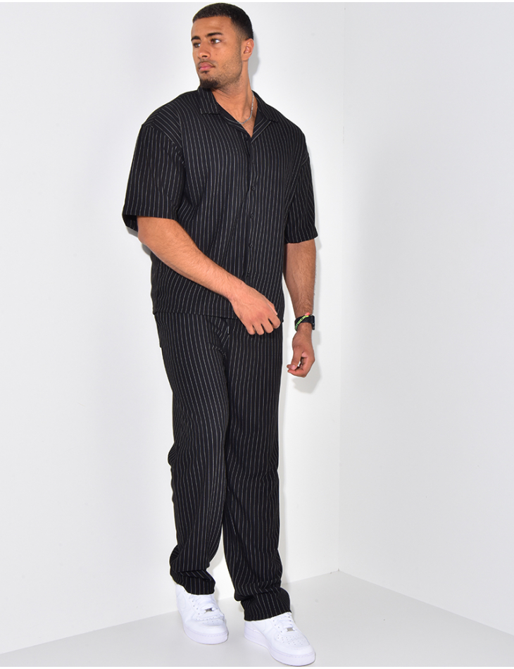 Ensemble pantalon et chemise à rayures