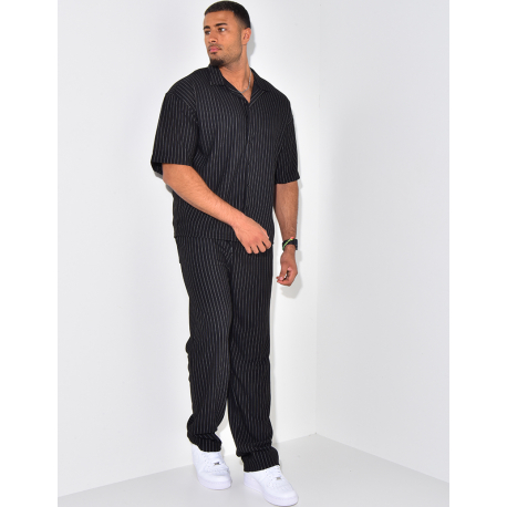 Ensemble pantalon et chemise à rayures