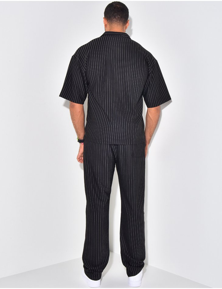 Ensemble pantalon et chemise à rayures