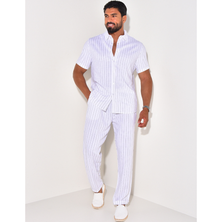 Ensemble pantalon et chemise rayé en lin Ensemble pantalon et chemise rayé en lin