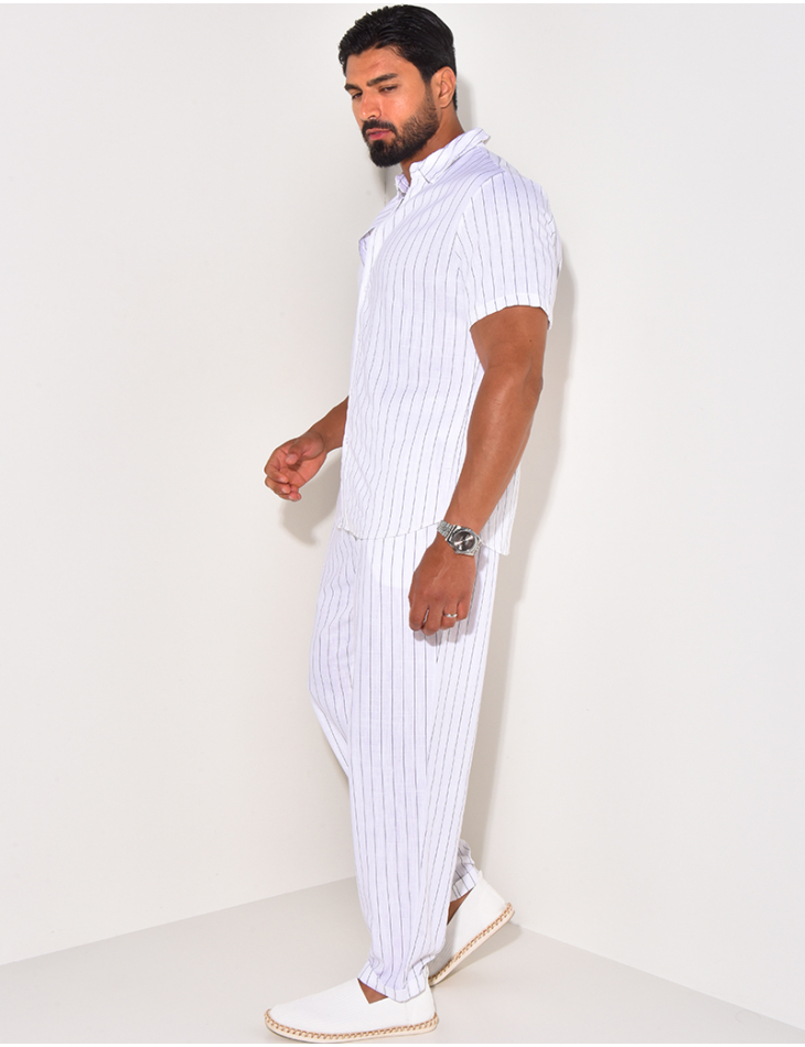 Ensemble pantalon et chemise rayé en lin Ensemble pantalon et chemise rayé en lin