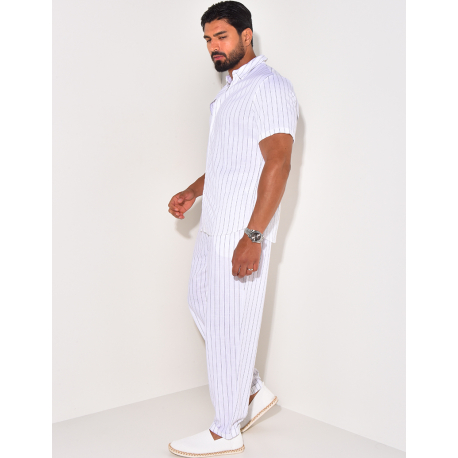 Ensemble pantalon et chemise rayé en lin Ensemble pantalon et chemise rayé en lin