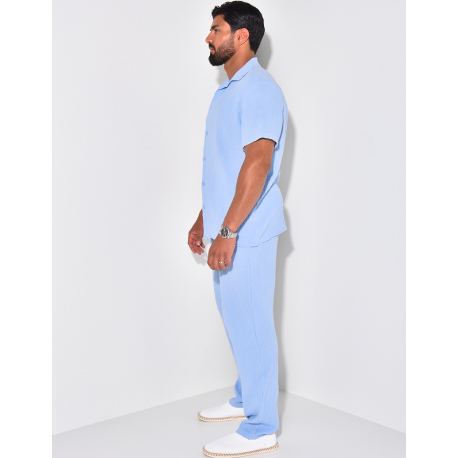 Ensemble pantalon et chemise en gaze de coton