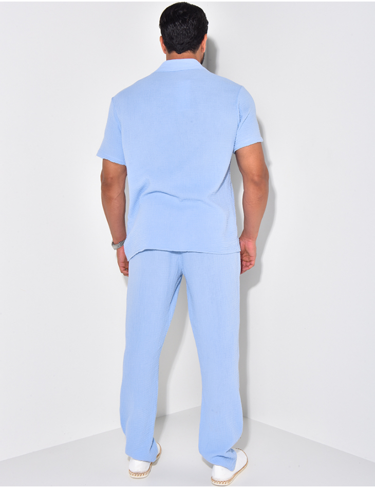 Ensemble pantalon et chemise en gaze de coton