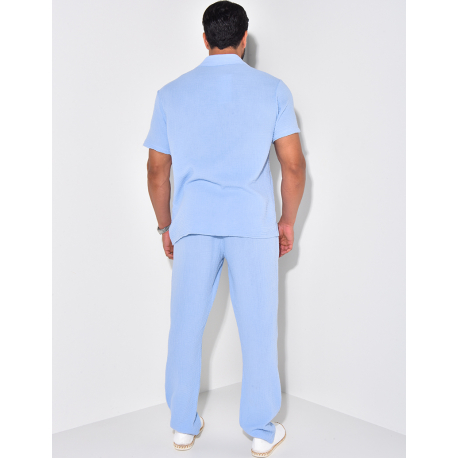 Ensemble pantalon et chemise en gaze de coton