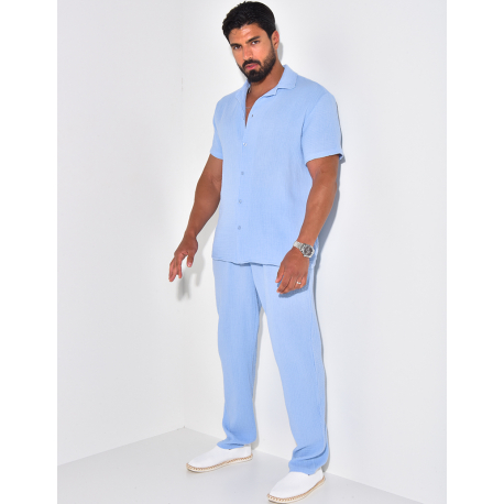 Ensemble pantalon et chemise en gaze de coton