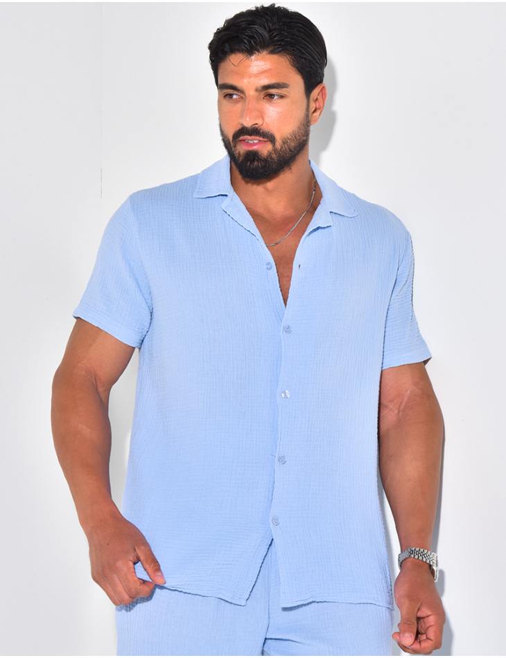 Ensemble pantalon et chemise en gaze de coton