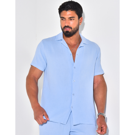 Ensemble pantalon et chemise en gaze de coton