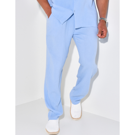 Ensemble pantalon et chemise en gaze de coton