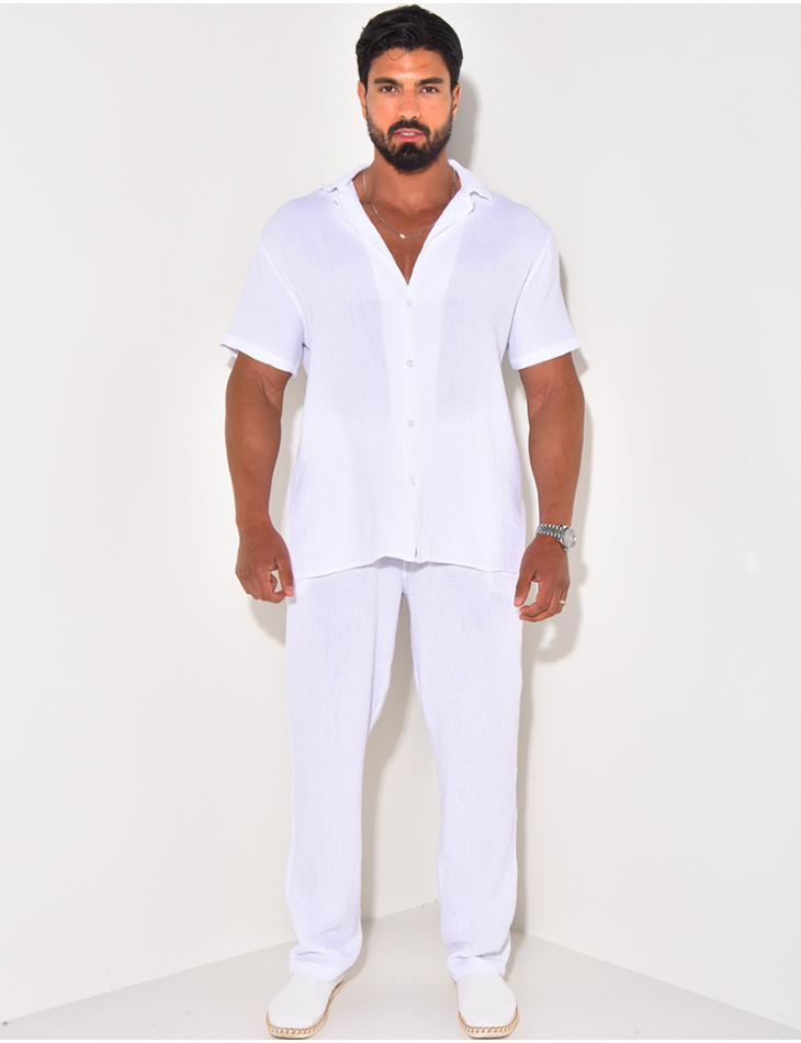 Ensemble pantalon et chemise en gaze de coton