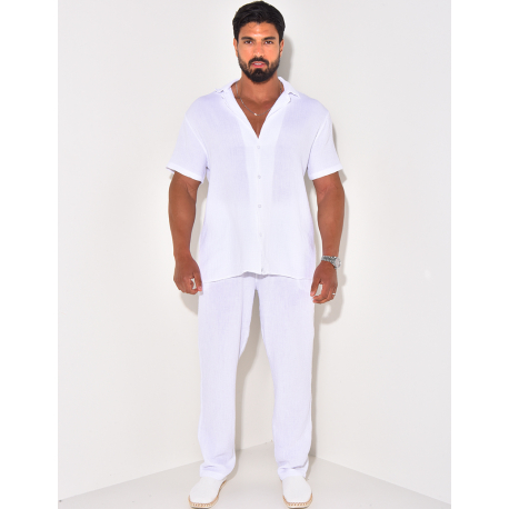 Ensemble pantalon et chemise en gaze de coton