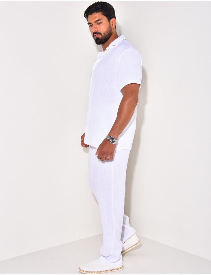 Ensemble pantalon et chemise en gaze de coton