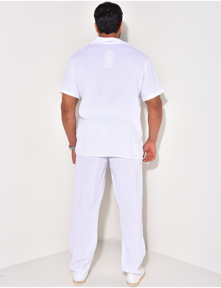 Ensemble pantalon et chemise en gaze de coton