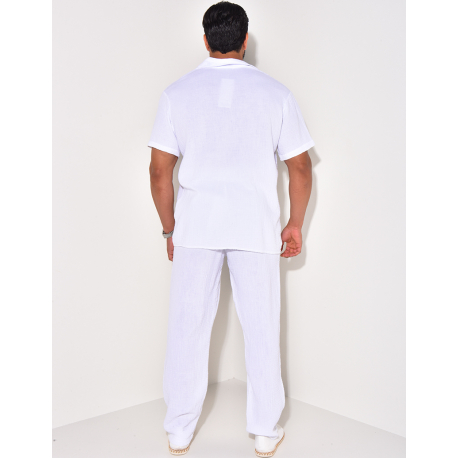 Ensemble pantalon et chemise en gaze de coton