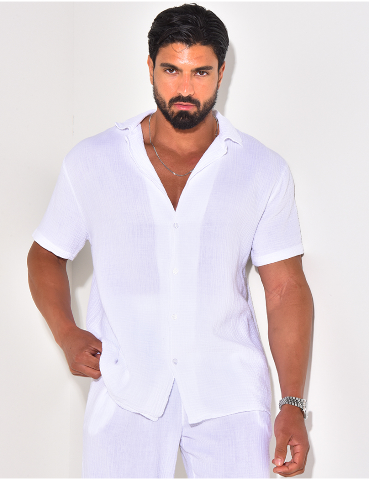 Ensemble pantalon et chemise en gaze de coton