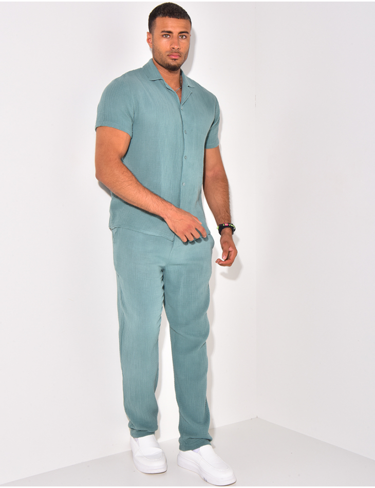 Ensemble pantalon et chemise en gaze de coton Ensemble pantalon et chemise en gaze de coton