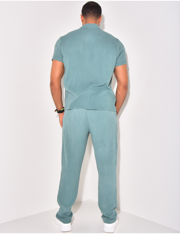 Ensemble pantalon et chemise en gaze de coton Ensemble pantalon et chemise en gaze de coton
