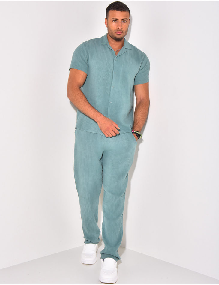 Ensemble pantalon et chemise en gaze de coton Ensemble pantalon et chemise en gaze de coton