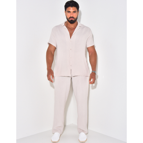 Ensemble pantalon et chemise en gaze de coton