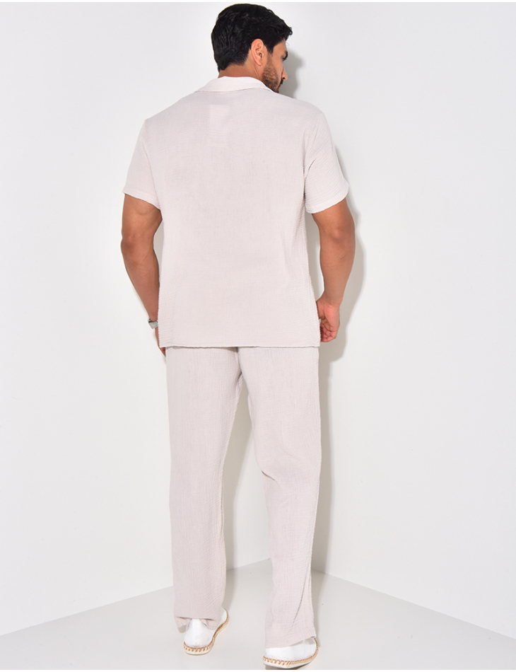 Ensemble pantalon et chemise en gaze de coton