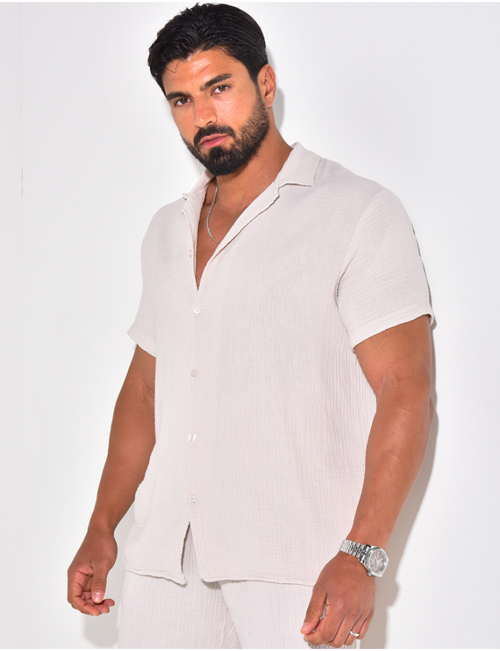 Ensemble pantalon et chemise en gaze de coton