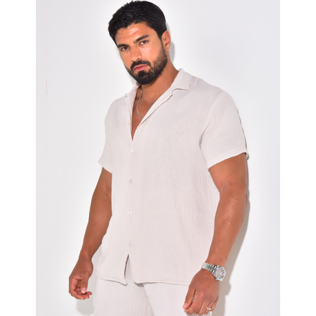 Ensemble pantalon et chemise en gaze de coton