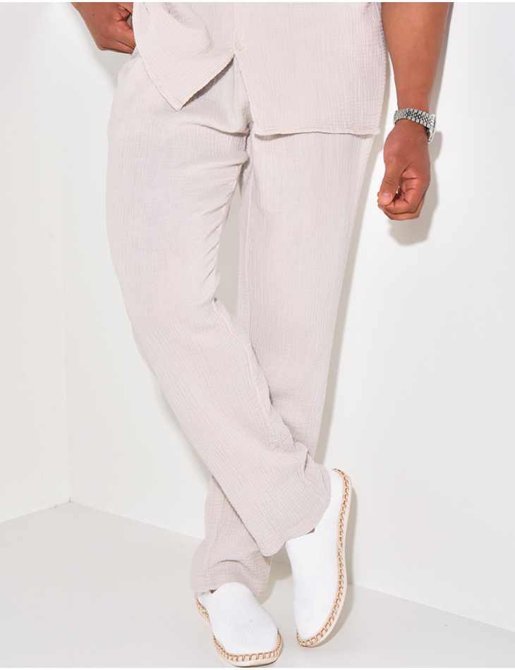 Ensemble pantalon et chemise en gaze de coton