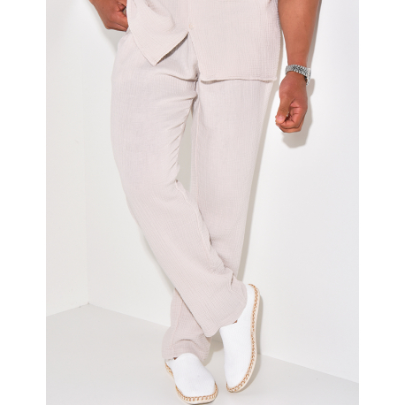 Ensemble pantalon et chemise en gaze de coton