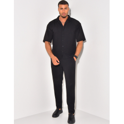 Ensemble pantalon et chemise manches courtes texturé Ensemble pantalon et chemise manches courtes texturé