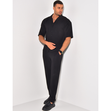 Ensemble pantalon et chemise manches courtes texturé Ensemble pantalon et chemise manches courtes texturé