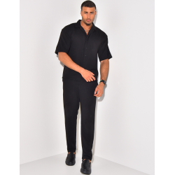 Ensemble pantalon et chemise manches courtes texturé Ensemble pantalon et chemise manches courtes texturé