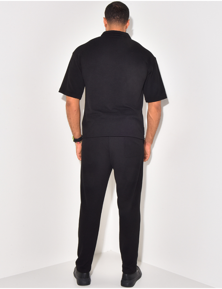 Ensemble pantalon et chemise manches courtes texturé Ensemble pantalon et chemise manches courtes texturé