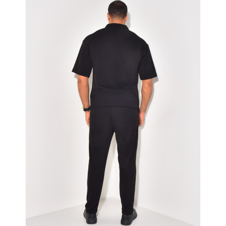 Ensemble pantalon et chemise manches courtes texturé Ensemble pantalon et chemise manches courtes texturé