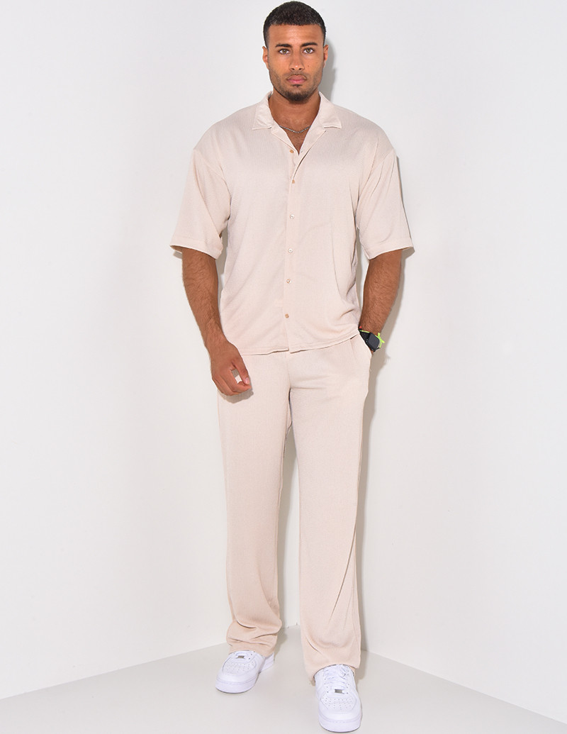 Ensemble pantalon et chemise texturé