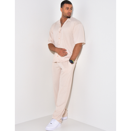 Ensemble pantalon et chemise texturé