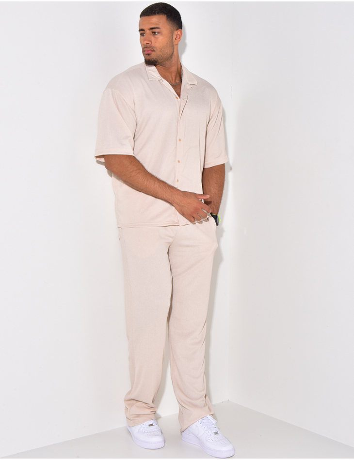 Ensemble pantalon et chemise texturé