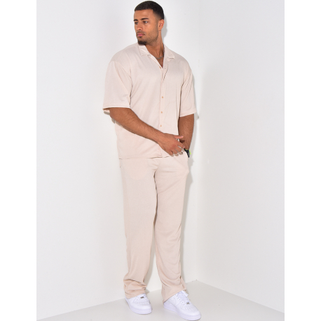 Ensemble pantalon et chemise texturé
