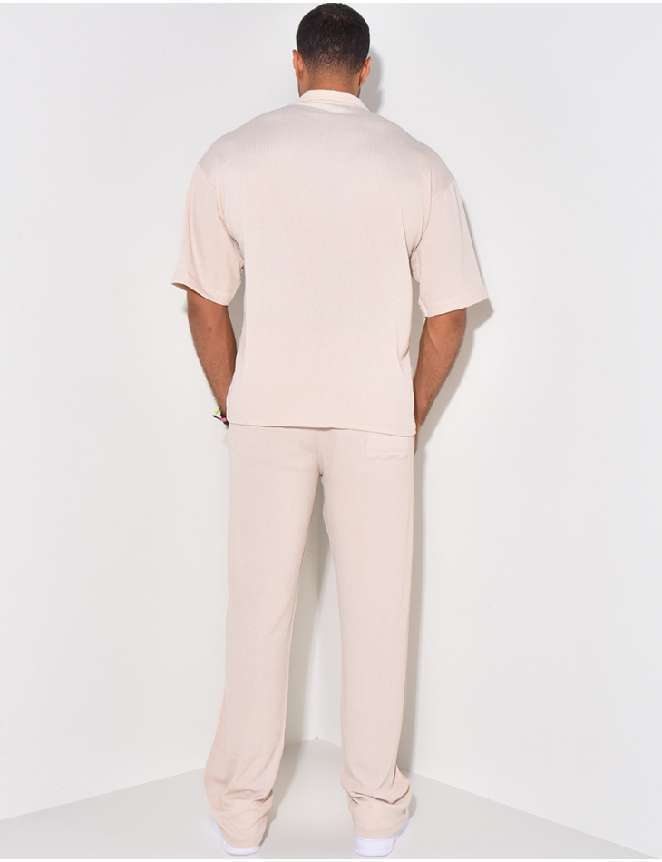Ensemble pantalon et chemise texturé