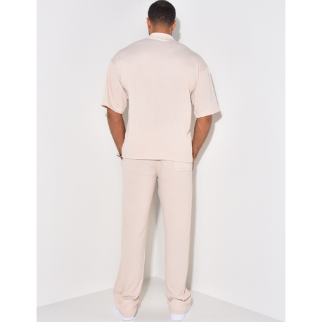 Ensemble pantalon et chemise texturé