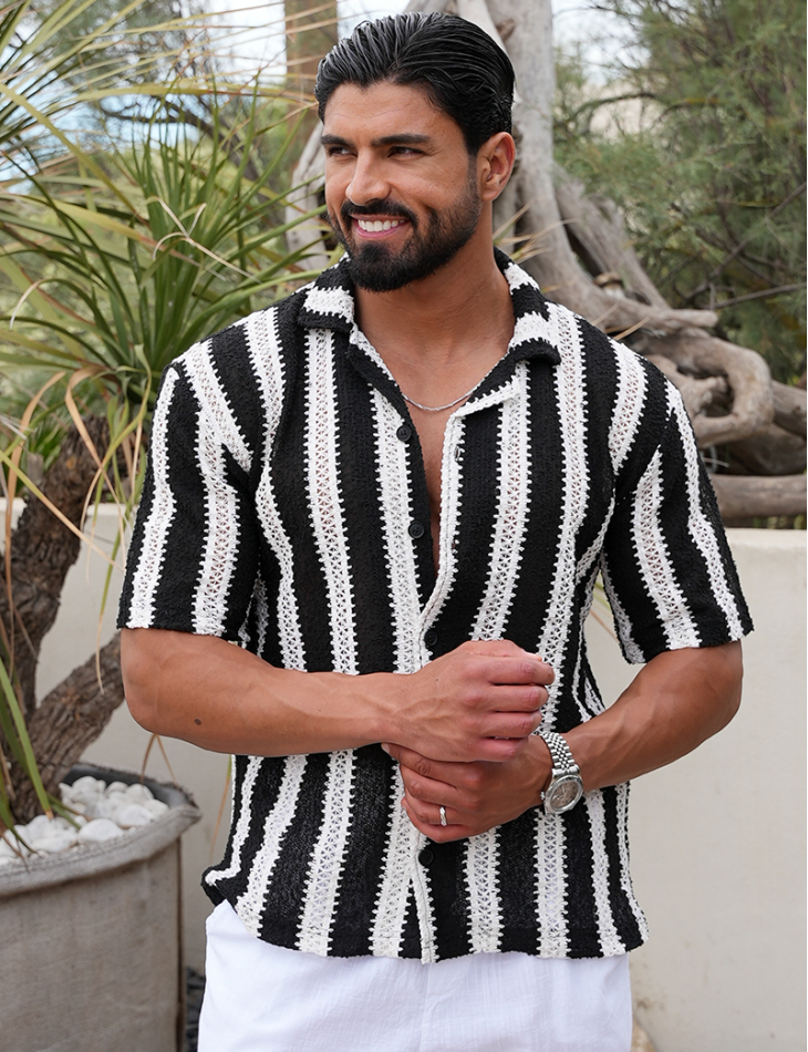 Chemise ajourée à rayures Chemise ajourée à rayures