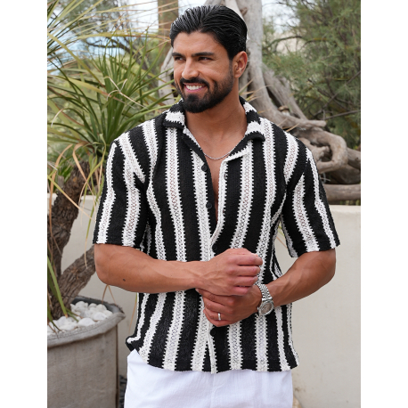 Chemise ajourée à rayures Chemise ajourée à rayures