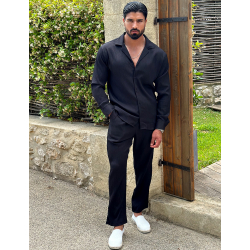 Ensemble pantalon et chemise manches longues texturé Ensemble pantalon et chemise manches longues texturé