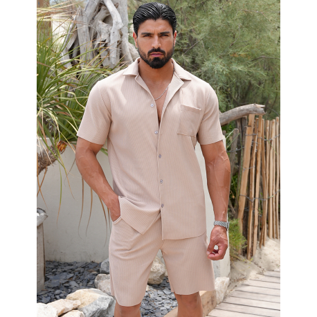 Ensemble short et chemise plissé