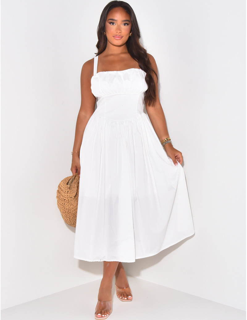 Robe ajustée & évasée en coton